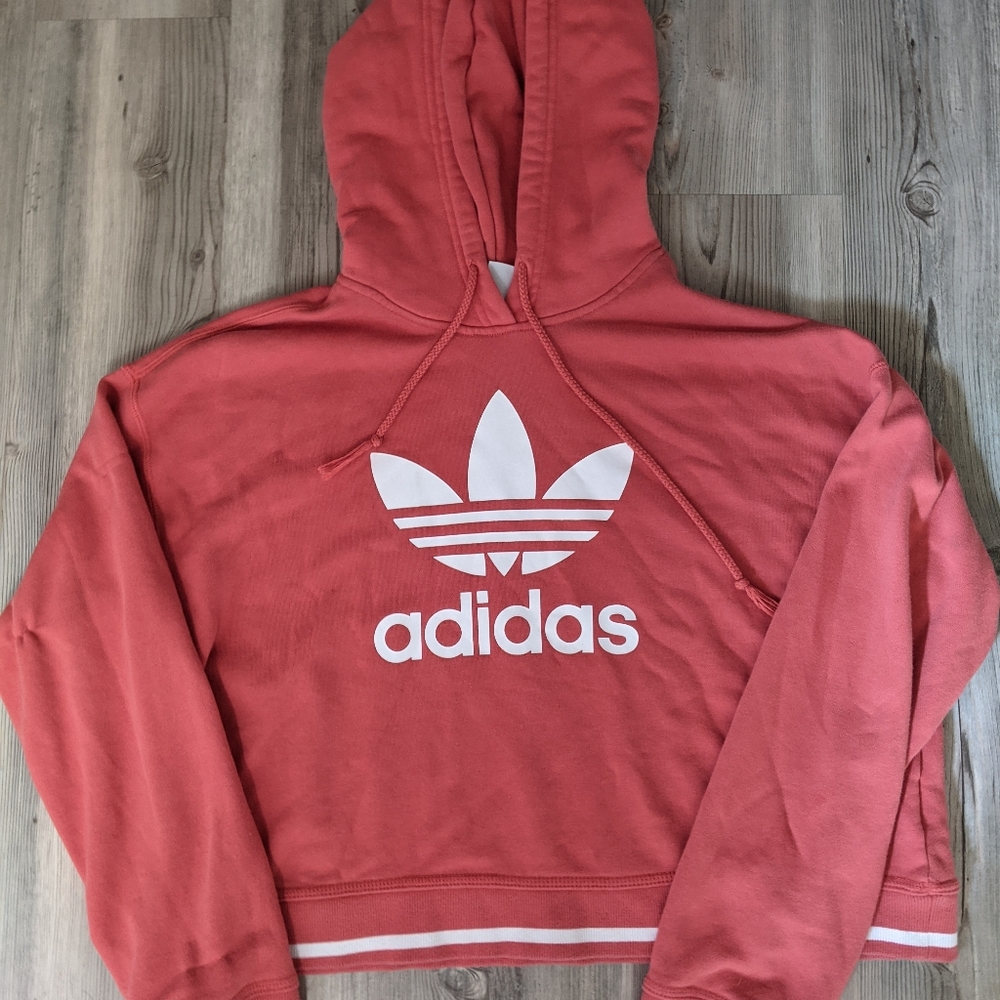 Adidas Crop Hoodie - Small/Melon